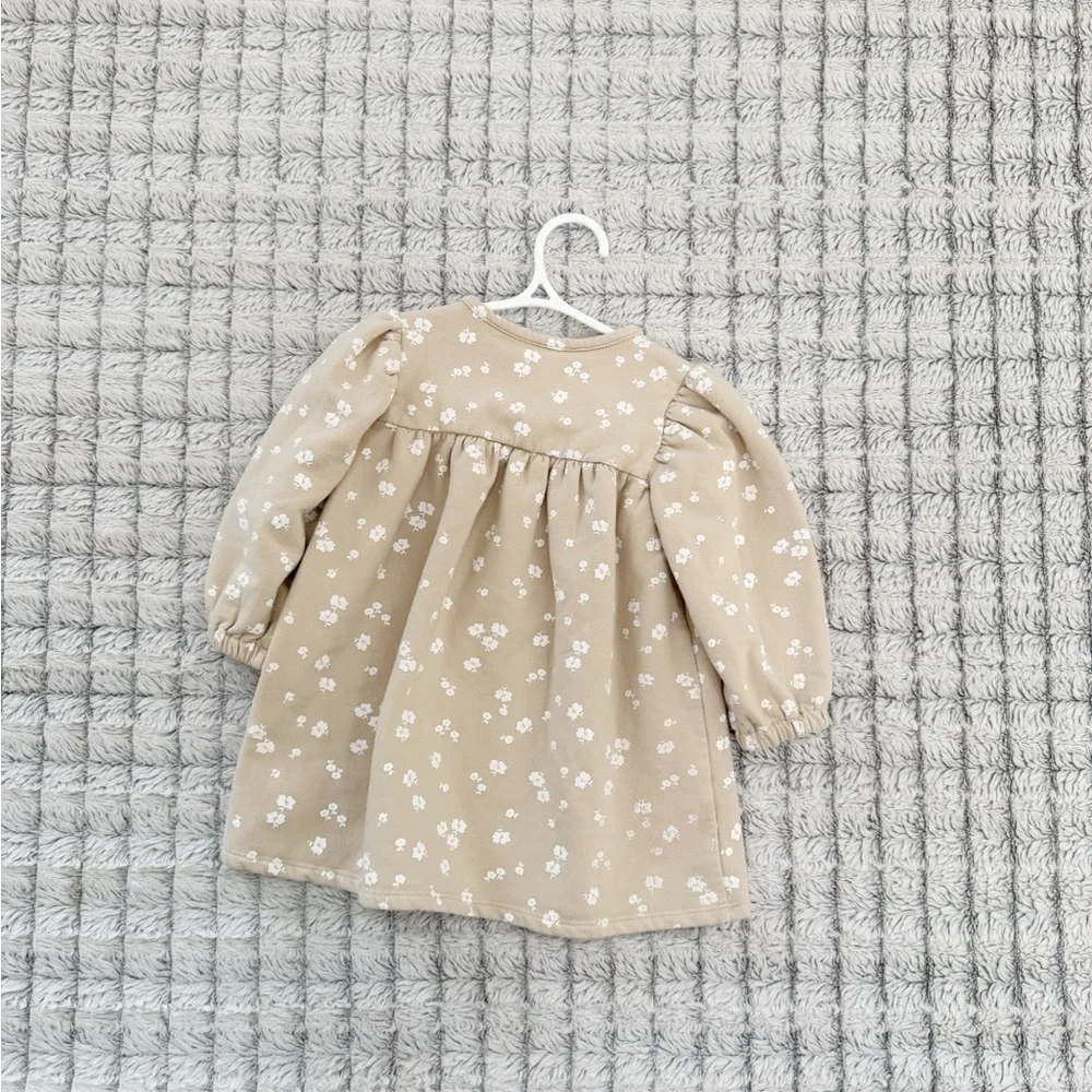 Nordstrom Tan Baby Dress with White Floral Pattern
